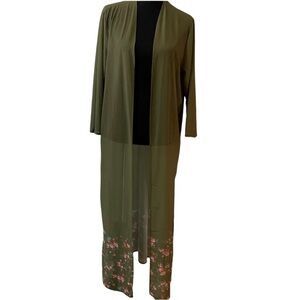 Rowdy Crowd Clothing Floor Length Sheer Floral Kimono Cardigan Women’s Sz Large